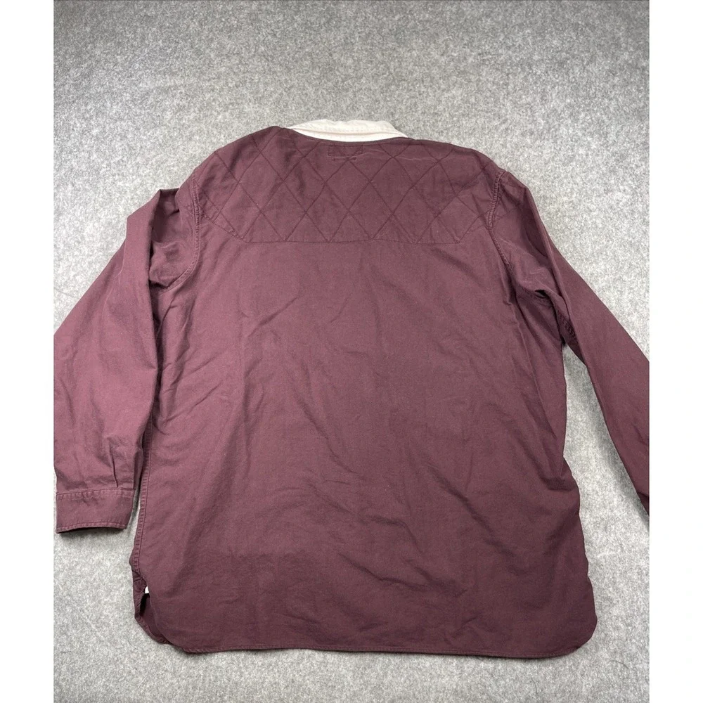 Vintage 90s Polo Ralph Lauren Rugby Shirt XXL Maroon Bleecker Quilted Button‎ Up
